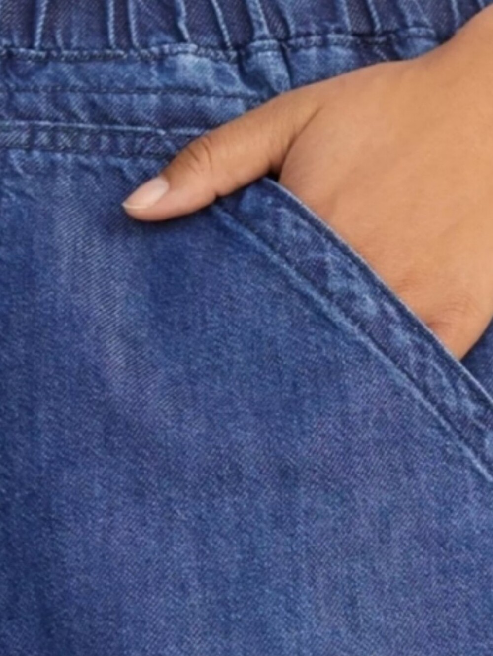 Pilcro Blue Denim Cottage Utility Jogger Jeans Ruched Legs Zipper Pockets Large - Picture 6 of 13